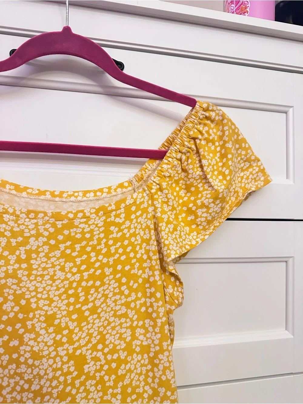 Melrose and Market Yellow Ditsy Floral Ruffle Mini Dress